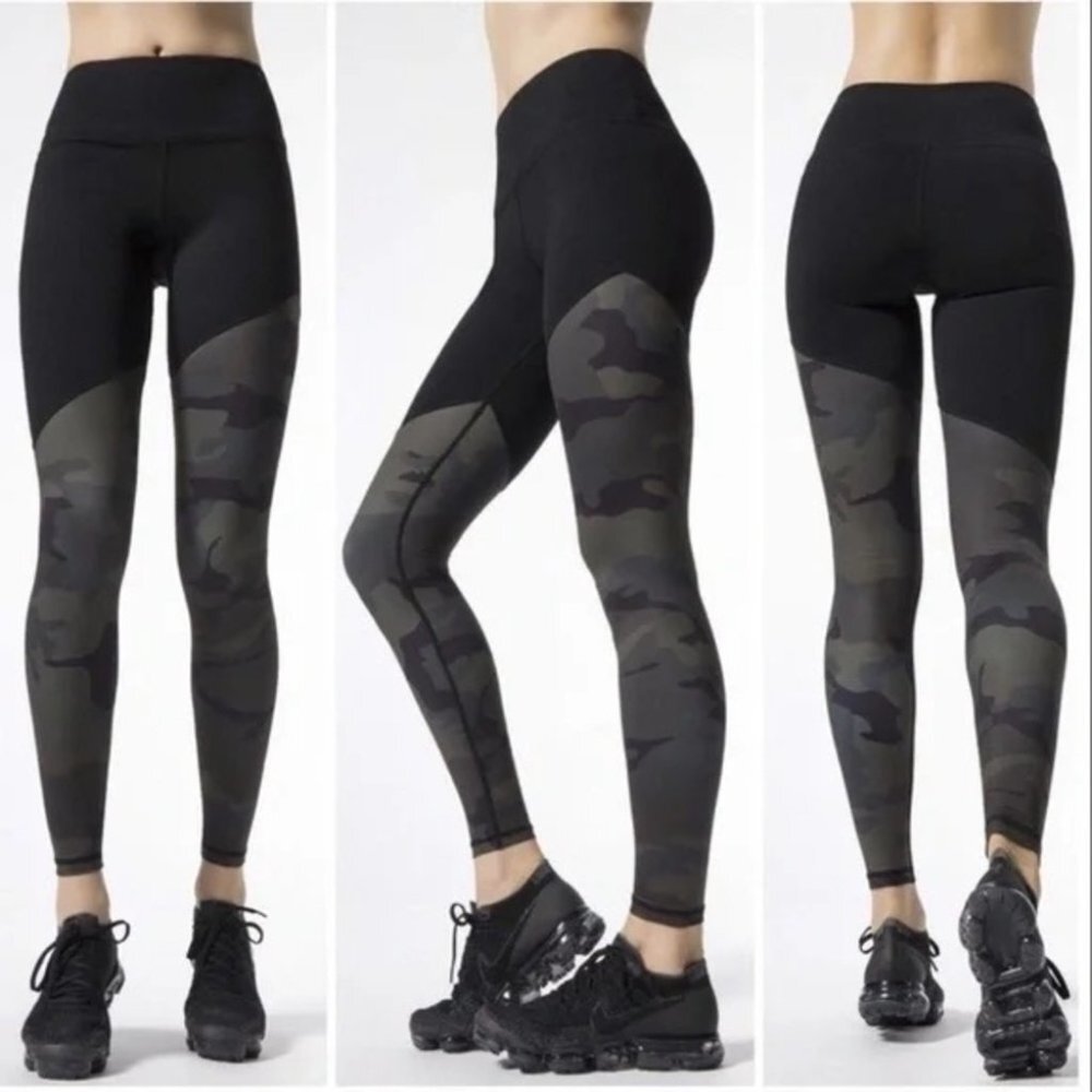 Carbon38 Echo Leggings Hero Collection Ruched Black Camo High Rise Waist Size XS